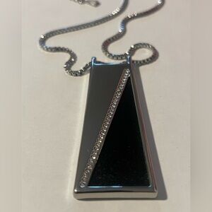 Silver and Black Geometric Pendant Necklace WHBM